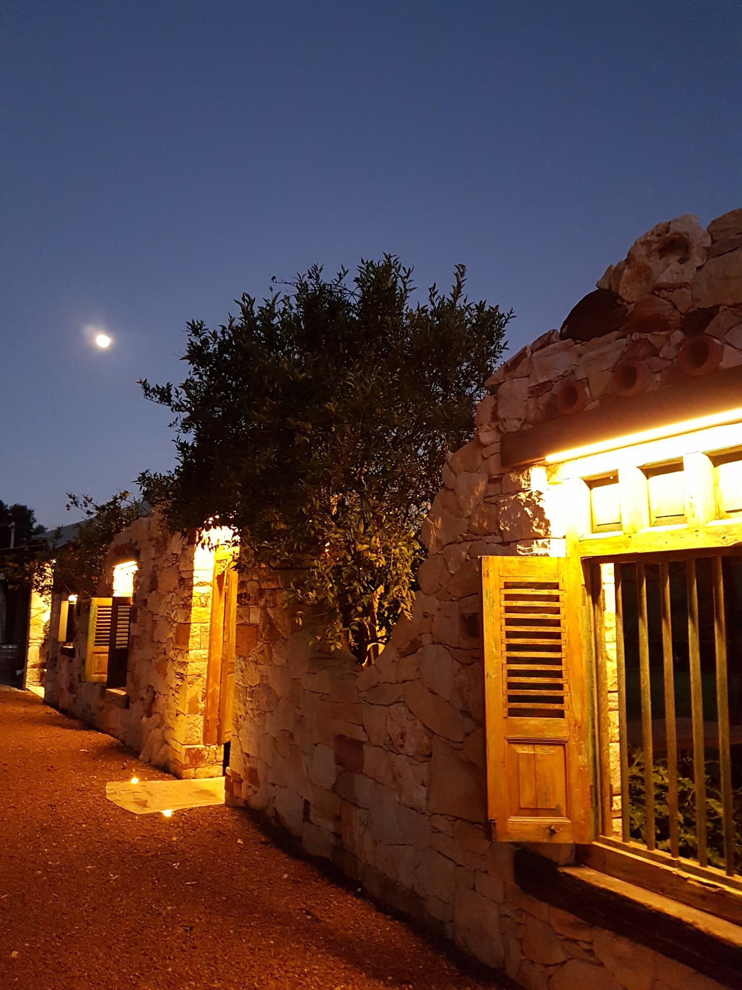 Grand wall at RiverBank Estate at night
